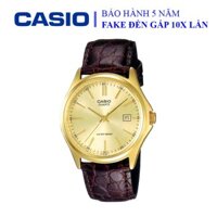 Đồng hồ Casio nam dây da thể thao, mặt viền vàng sang trọng, đẳng cấp chống nước WR30M đi bơi(MTP-1183Q-9ADF)