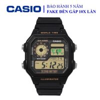 Đồng hồ Casio nam dây nhựa thể thao, điện tử, 3 mặt hiển thị, xanh quân đội, chống nước WR100M đi bơi (AE-1200WH-1BVD)
