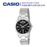 Đồng hồ Casio nam dây sắt thể thao, mặt đen viền bạc sang trọng, chống nước WR50M đi bơi (MTP-1381D-1AVDF)