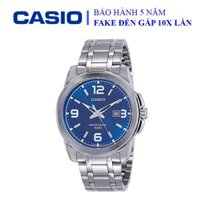 Đồng hồ Casio nam dây sắt thể thao, mặt xanh viền bạc sang trọng, chống nước WR50M đi bơi (MTP-1314D-2AVDF)