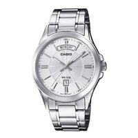 Đồng hồ Casio nam dây sắt thể thao, khung thép nguyên khối ánh bạc, lịch thứ - ngày, chống nước WR50M (MTP-1381D-7AVDF)