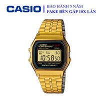 Đồng hồ Casio Nam/Nữ thể thao, điện tử, mặt đen viền vàng đẳng cấp, chống nước WR30M đi bơi (A159WGEA-1DF)