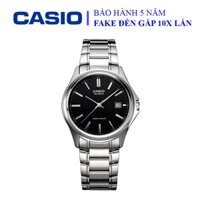 Đồng hồ Casio nữ dây sắt thể thao, mặt đen viền trắng sang trọng, quý phái, chống nước WR30M đi bơi (LTP-1183A-1ADF)