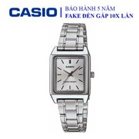 Đồng hồ Casio nữ dây sắt thể thao, khung viền bạc ánh kim sang trọng, chống nước WR30M (LTP-V007D-7EUDF)