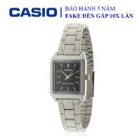 Đồng hồ Casio nữ dây sắt thể thao, mặt đen viền trắng sang trọng, chống nước WR30M đi bơi (LTP-V007D-1EUDF)