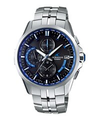 ĐỒNG HỒ CASIO OCEANUS OCW-S3000-1ADF Dây kim loại - Mặt đen 6 kim viền xanh - Pin năng lượng mặt trời