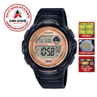 Đồng Hồ Casio Unisex LWS-1200H-1AVDF Dây Nhựa Màu Đen | Viền Màu Vàng Hồng | WR100M | Pin 5 Năm