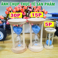 Đồng hồ cát mini 5 phút 15p 30p (30phút) khung gỗ hình tròn - quà tặng sinh nhật trang trí