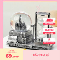 "Đồng Hồ Cát Phong Cách Retro Kèm Quả Cầu Tuyết Pha Lê Phát Sáng"