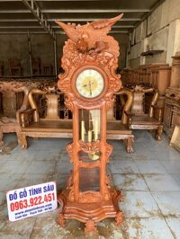 Đồng hồ cây gỗ hương đá mẫu Đại Bàng vờn cầu