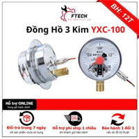 Đồng Hồ Chân Đứng/Chân Sau Áp Suất 3 Kim Tiếp Điểm Điện YXC-100 Dải Áp 0~60Mpa