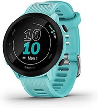 Đồng hồ chạy bộ GPS Garmin Forerunner 55 với bài tập hàng ngày, pin 2 tuần, màu Aqua.