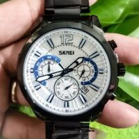 [Đồng Hô Chính Hiệu ] Đồng Hồ Nam Skmei 6 Kim Hầm Hố Mặt trắng Cá Tin