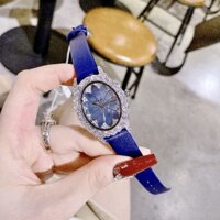 Đồng Hồ Chopard Nữ Máy Quartz (Pin) Thiết Kế Full Đá Pha Lê - Đồng Hồ Nữ Hàng Cao Cấp mặt Ovan siz 35mm Dây Da Xanh