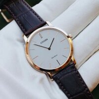 Đồng hồ Citizen  của nam , Eco-drive Ultra-thin Rose Gold Brown Leather - AR1113-12A , size 39mm , bảo hành 5 năm