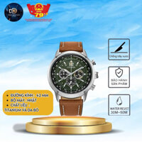 Đồng Hồ Citizen Eco-Drive World Chronograph Dành Cho Nam và Nữ, Dây Đồng Hồ Da và Chất Liệu Vỏ Hợp Kim