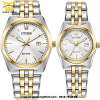 ĐỒNG HỒ CITIZEN – PIN NĂNG LƯỢNG – ECO-DRIVE – CẶP ĐÔI – DÂY KIM LOẠI – 3 KIM – BM7334-58B VÀ EW2299-50A