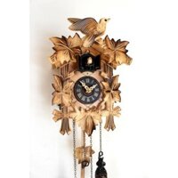 Đồng hồ CLOCKVILLA HETTICH-UHREN 522-22Q Kuckucksuhr geschnitzt geflammt Quarz Uhr 5 Laub Vogel Schwarzwald