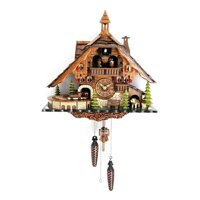 Đồng hồ CLOCKVILLA HETTICH-UHREN 48110 QMT Schwarzwälder Kuckucksuhr Schwarzwaldhaus Quarz bewegliche Eisenbahn Zug Musik