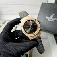 Đồng hồ cơ Hublot máy Automatic dây da cao caaspkhung viền thép chống nước 3ATM