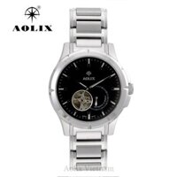 Đồng Hồ Cơ Lộ Máy Aolix AL-3020M Nam Dây Thép Bạc Chính Hãng