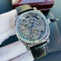 Đồng Hồ Cơ Nam Automatic Máy Lộ Cơ Cao Cấp, Đồng Hồ Cơ Dây Da Hoa Tiết Cổ Điển