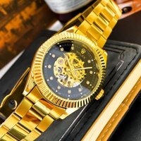 Đồng Hồ Cơ Nam Automatic ROLEX Lộ Máy Đính Đá Cao Cấp Máy Cơ Hiển Thị Ngày - RL191 C12-BH12TH
