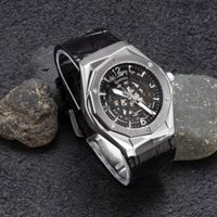 Đồng hồ cơ nam automatic Timekers, đồng hồ cơ dây da lộ máy, mặt kính sapphire - OneTime Store