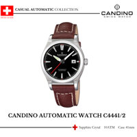 Đồng hồ cơ nam Candino C4441/2 dây da lịch lãm, mặt kính sapphire, chống nước, chính hãng Thụy Sĩ