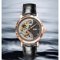 Đồng Hồ Cơ Nam Dây Da HUBE Automatic Lộ Cơ 2 Mặt, Chống Nước Chống Xước, Kiểu Dáng Trẻ Trung Năng Động - Bảo Hành 12 Thá