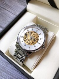 Đồng hồ cơ nam lộ máy Starke SK030AM mạ PVD cao cấp, chống nước tuyệt đối - Dây trắng - mặt trắng