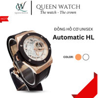 Đồng Hồ Cơ Nam Nữ Unisex Tự Động Automatic Lộ Máy Chống Nước HL, Đồng Hồ Đeo Tay Thời Trang Cơ - Queen Watch