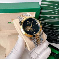 Đồng hồ cơ Rolex automatic nam khung viền thép, dây thép đúc đặc, máy lộ tim sang trọng, size mặt 40mm chống nước 5ATM