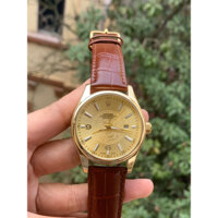 đồng hồ cơ rolex dây da nâu mặt vàng, đồng hồ kỳ lân nam chống nước có dạ quang sáng mặt lộ tim size 40 bền đẹp ocdong
