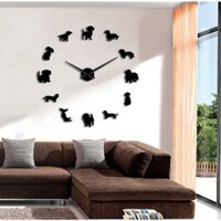 Đồng hồ dán tường DIY clock 3D hình chó cưng, mẫu số 17