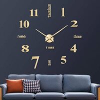 Đồng Hồ Dán Tường DIY VINAVU Sang Trọng Cỡ Siêu Lớn Nhiều Mẫu - Chữ Tiếng Anh - Vàng