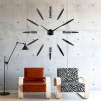 Đồng Hồ Dán Tường DIY VINAVU Sang Trọng Cỡ Siêu Lớn Nhiều Mẫu - Mẫu Lá kim - Đen