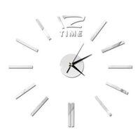 Đồng Hồ Dán Tường DIY VINAVU Sang Trọng Cỡ Siêu Lớn Nhiều Mẫu - Số 12 chữ TIME - Bạc