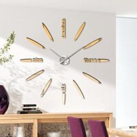 Đồng Hồ Dán Tường DIY VINAVU Sang Trọng Cỡ Siêu Lớn Nhiều Mẫu - Mẫu Lá kim - Vàng