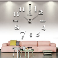 Đồng Hồ Dán Tường DIY VINAVU Sang Trọng Cỡ Siêu Lớn Nhiều Mẫu - Chữ Tiếng Anh - Bạc
