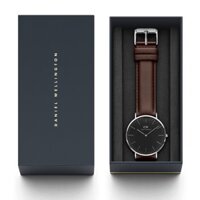 Đồng Hồ Daniel Wellington Dây Da Classic Black Bristol Silver DW00100131 Nam 40mm Nữ 36mm Chính Hãng