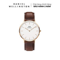 Đồng hồ Daniel Wellington dây da - DW00100006 40 mm Classic 40 St Mawes RG White Mặt Trắng Vỏ Vàng Hồng