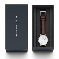 Đồng Hồ Daniel Wellington Dây Da Dapper Bristol Silver DW00100090 Nam 38mm Nữ 34mm Chính Hãng