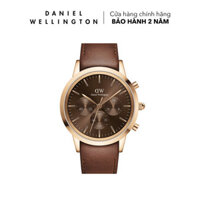 Đồng hồ Daniel Wellington dây da - DW00100640 42 mm Iconic Chronograph 42 St Mawes RG Amber Mặt Hổ Phách Vỏ Vàng Hồng