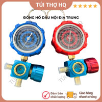 Đồng hồ dầu đo áp suất máy lạnh tủ lạnh , đồng hồ dầu nạp gas áp cao và áp thấp