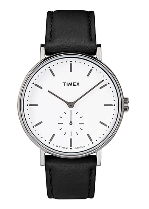 Đồng hồ dây da nam Timex màu đen TW2R38000