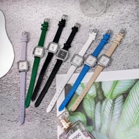 Đồng hồ dây da nữ Timele mặt vuông đeo tay thời trang