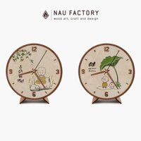 Đồng hồ để bàn An nhiên tự tại có đế gỗ - Đồng hồ gỗ cao cấp decor, trang trí nhà cửa sang trọng hiện đại NAU FACTORY