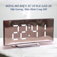 Đồng hồ Để Bàn Điện Tử LED 3D 7 inch, Đồng Hồ Báo Thức Màn Hình Gương Cong