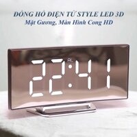 Đồng hồ Để Bàn Điện Tử LED 3D 7 inch, Đồng Hồ Báo Thức Màn Hình Gương Cong